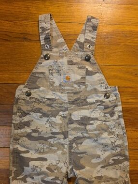 Carhartt Kids' Camouflage Short Overalls in Tan and Brown